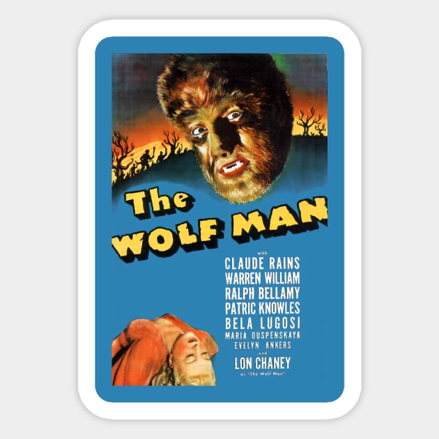 Classic Horror Movie Poster - The Wolf Man Sticker by Starbase79